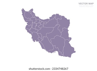 Vector purple map of Iran isolated on white background.