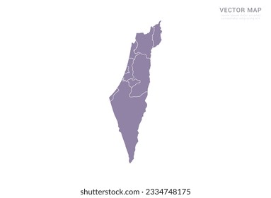 Vektorviolette Karte von Israel einzeln auf weißem Hintergrund.