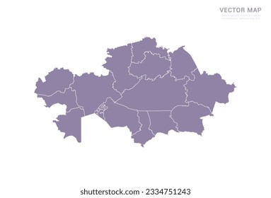 Vector purple map of Kazakhstan isolated on white background.