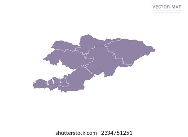 Vector purple map of Kyrgyzstan isolated on white background.