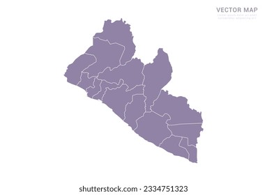Vector purple map of Liberia isolated on white background.