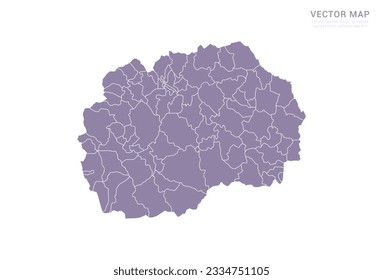 Mapa vectorial púrpura de Macedonia aislado en fondo blanco.