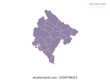 Vector purple map of Montenegro isolated on white background.