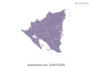 Vector purple map of Nicaragua isolated on white background.