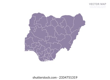 Vektorviolette Karte Nigerias einzeln auf weißem Hintergrund.
