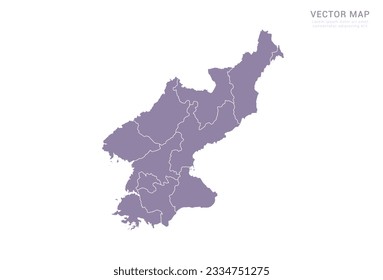 Vector purple map of North Korea isolated on white background.