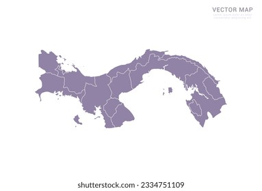 Mapa vectorial púrpura de Panamá aislado en fondo blanco.