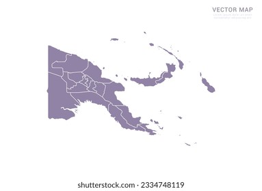 Mapa púrpura vectorial de Papúa Nueva Guinea aislado en fondo blanco.