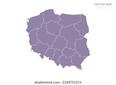 Vector purple map of Poland isolated on white background.