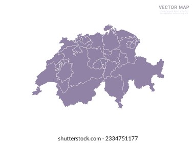 Mapa vectorial morado de Suiza aislado en fondo blanco.