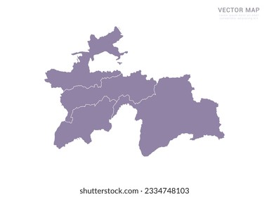 Vector purple map of Tajikistan isolated on white background.