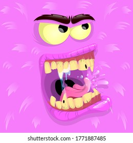 Vector purple monster avatar. Cartoon face of a monster. Vector illustration