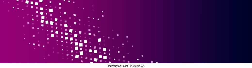 Vector purple mosaic background frame. Connection of ornament lines. Pattern of chaotic squares, dots, fragments, pixel. Poster for presentations, technology, websites. 	