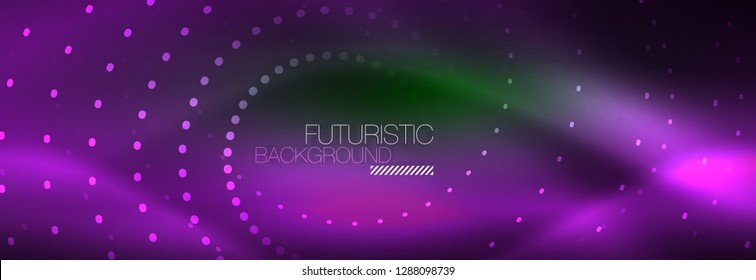 Vector purple neon dotted circle background, abstract template