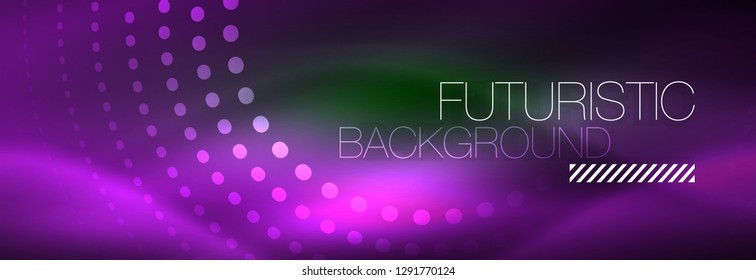 Fondo de círculo de neón púrpura vectorial, plantilla abstracta
