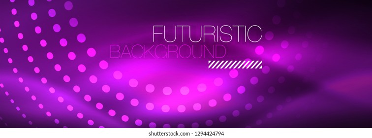 Vector purple neon dotted circle background, abstract template