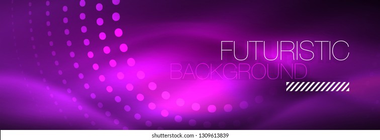 Vector purple neon dotted circle background, abstract template