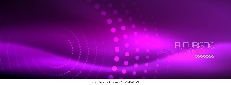 Vector purple neon dotted circle background, abstract template