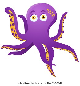 Vector - Purple Octopus Isolated on white