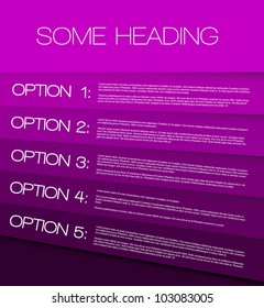 Vector purple Paper options background / product choice or versions