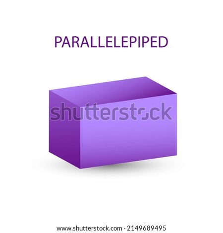 Vector purple parallelepiped with gradients and shadow for game, icon, package design, logo, mobile, ui, web, education. 3D parallelepiped on a white background. Geometric figures for your design. 商業照片 © 