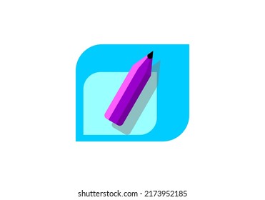 vector purple pencil and blue background