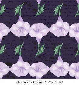 Vector purple petunia flower stripes repeat pattern background on purple textured surface