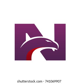 Vector Purple Red Bold Eagle Initial N Logo