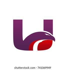 Vector Purple Red Bold Eagle Initial U Logo