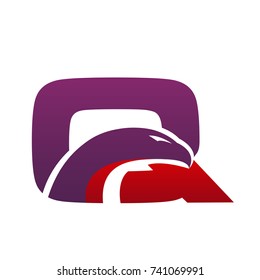 Vector Purple Red Bold Eagle Initial Q Logo