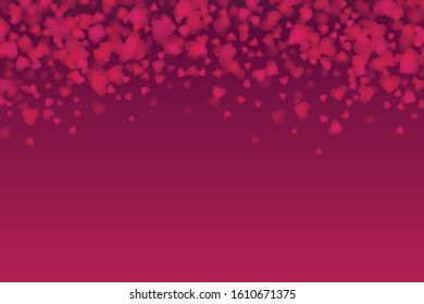 Vector purple and red Valentines Day heartshapes background elements in flat style