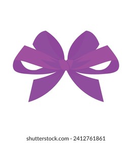Vector purple ribbon in the bow isolated on white for present boxes.