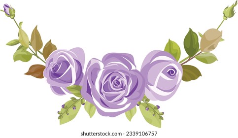 vector purple roses wreath, purple roses, floral wedding frame
