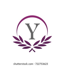 Vector Purple Royal Leaves Initial Y Logo