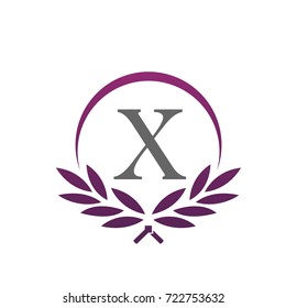Vector Purple Royal Leaves Initial X Logo
