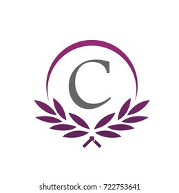 Vector Purple Royal Leaves Initial C Logo