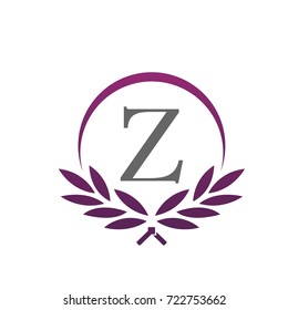 Vector Purple Royal Leaves Initial Z Logo