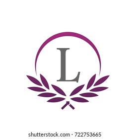 Vector Purple Royal Leaves Initial L Logo