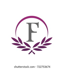 Vector Purple Royal Leaves Initial F Logo