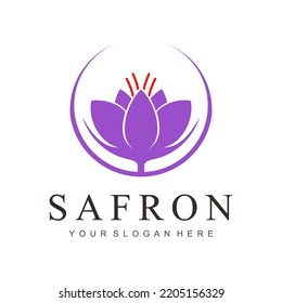 vector purple saffron flower logo