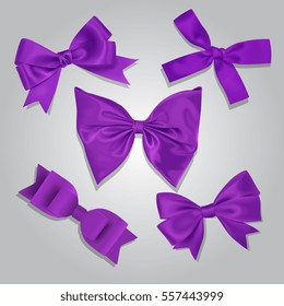 Vector Purple Satin Bows Set
