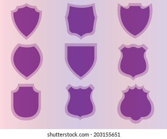 Vector Purple Shields Set