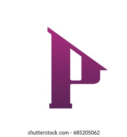 Vector Purple Single Letter P Real Estate Logo
