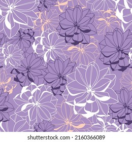 Vector Purple Spring Garden seamless  pattern background. Perfect for fabric, scrapbooking, wallpaper, prints, covers