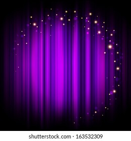 Vector purple stage background with lights