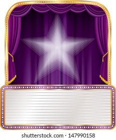 vector purple stage with white star and blank billboard