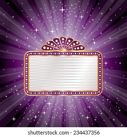 estrella púrpura vector con cartelera en blanco