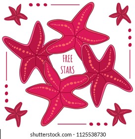 Vector purple starfish frame Free Stars