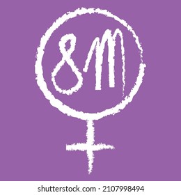 Vector, purple symbol 8 march international woman day, feminism, gender equality