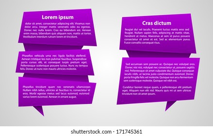 vector purple text label with the pointer on bottom